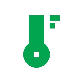 Green icon resembling a thermometer, representing climate change and sustainability