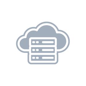 Light gray icon of a cloud with server racks inside, representing cloud data centers