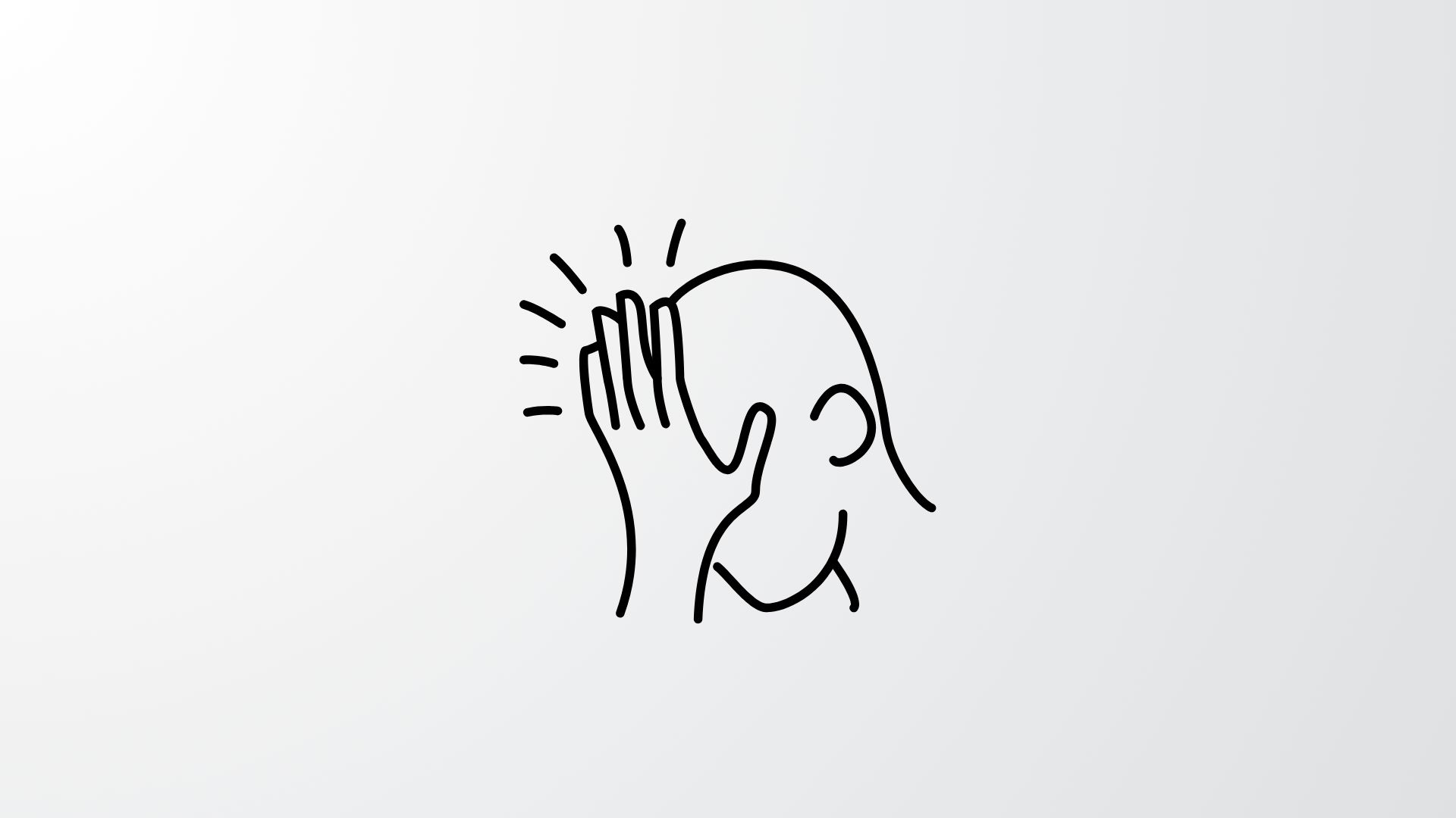 Line drawing of a person doing a facepalm