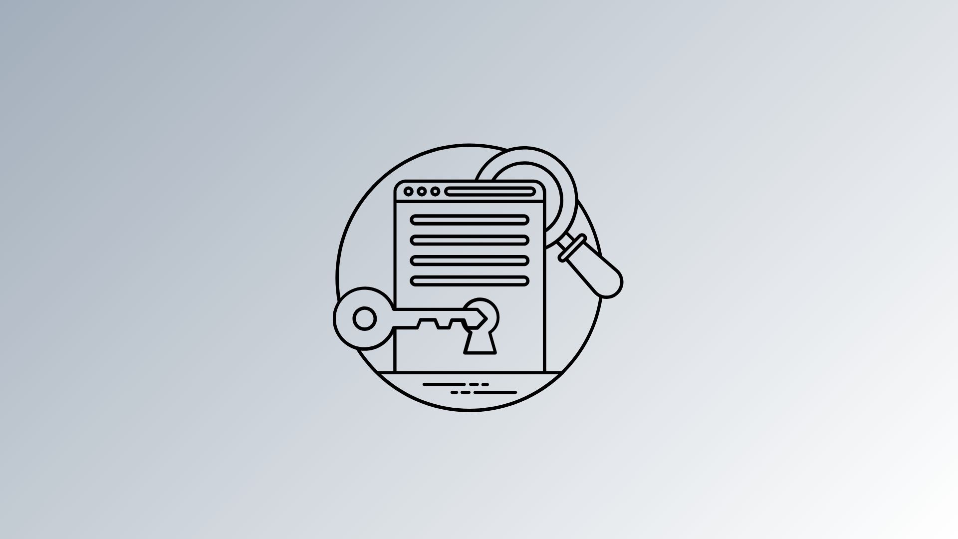 A document with a magnifying glass and a key depicting lists of leads