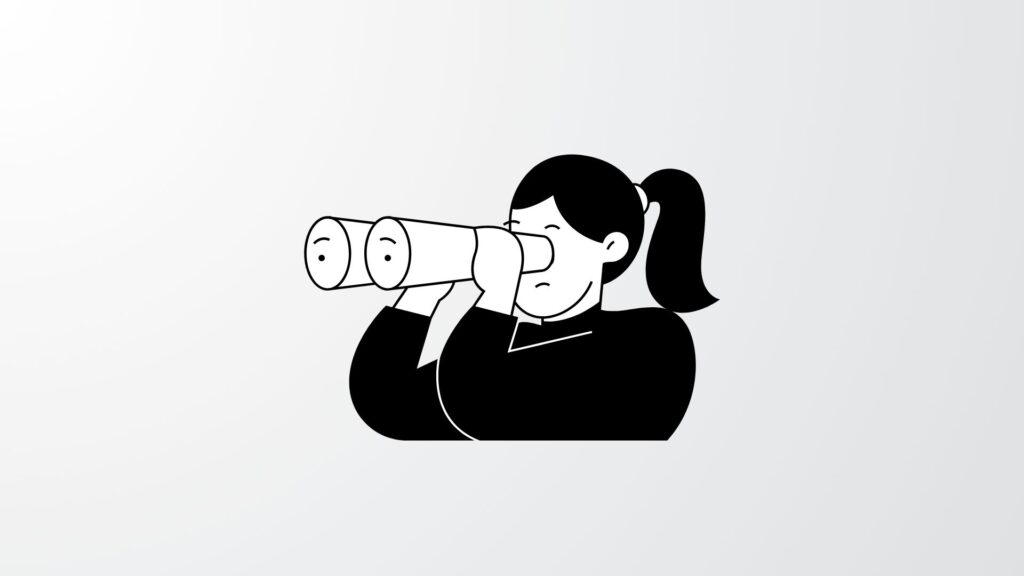 Illustration of a woman looking through binoculars