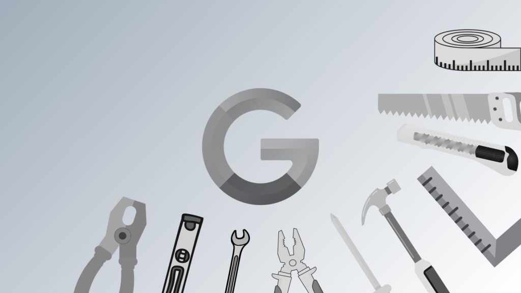 The Google "G" logo surrounded by various tools