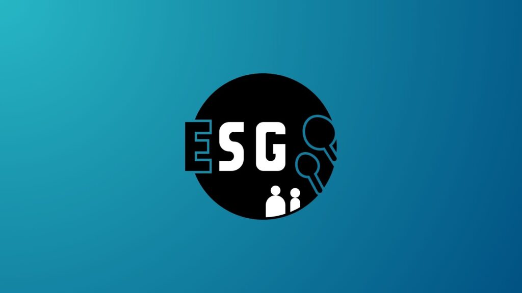ESG icon with magnifying glasses and people symbolizing Environmental Social and Governance analysis