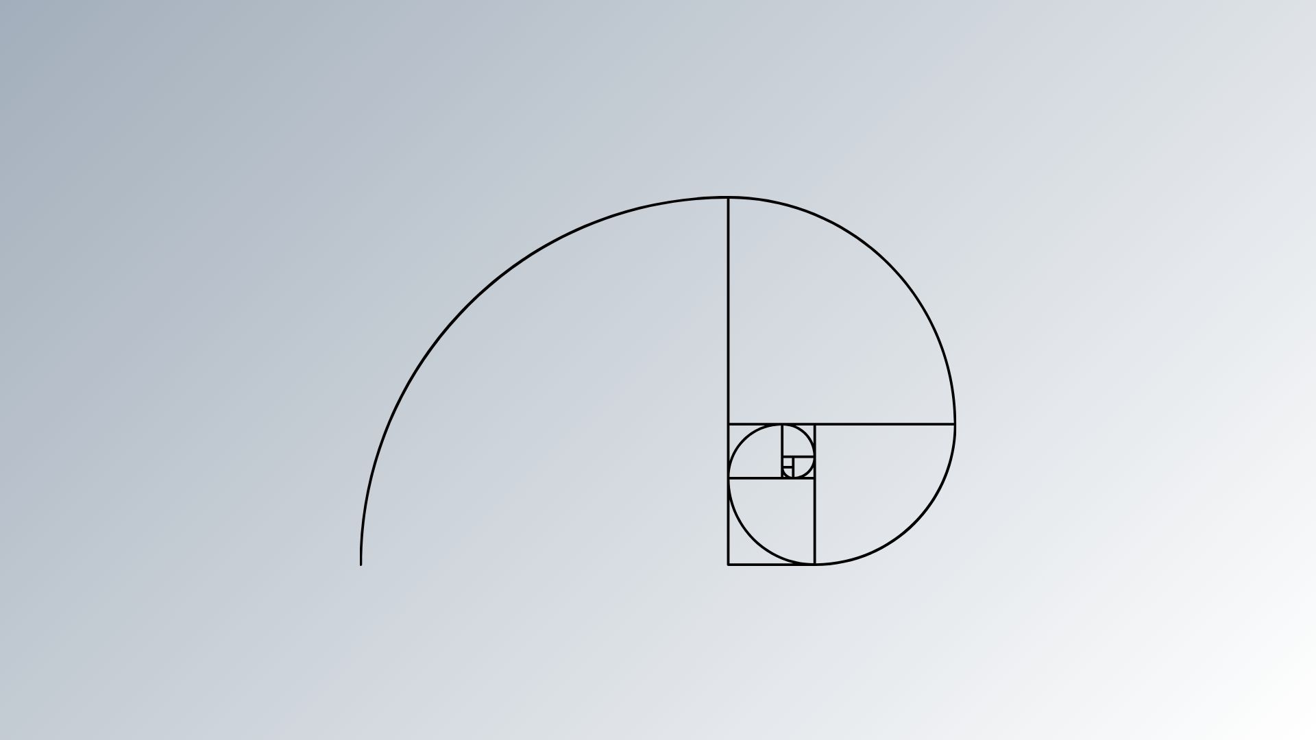 A stylized Fibonacci sequence spiral, symbolising the golden ratio