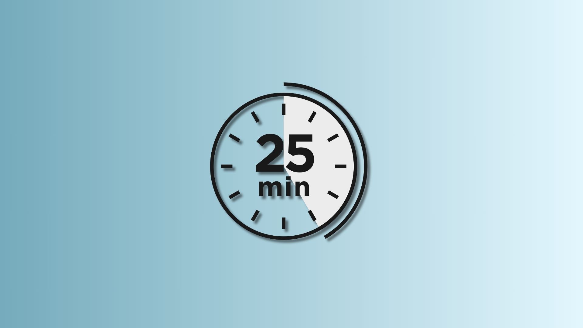 A stopwatch showing 25 minutes