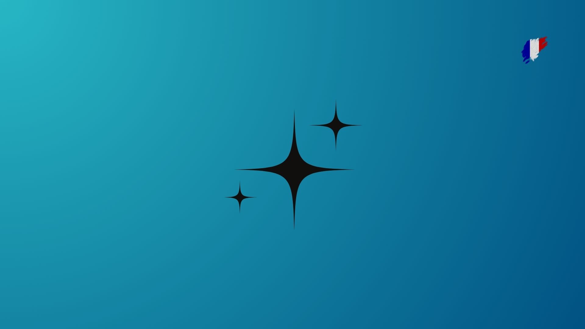 Three black stars on a teal background